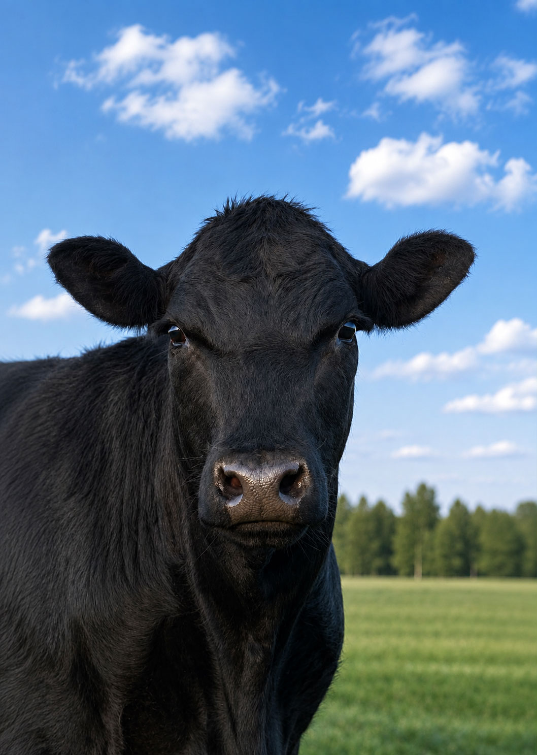 Cow and calf in pasture